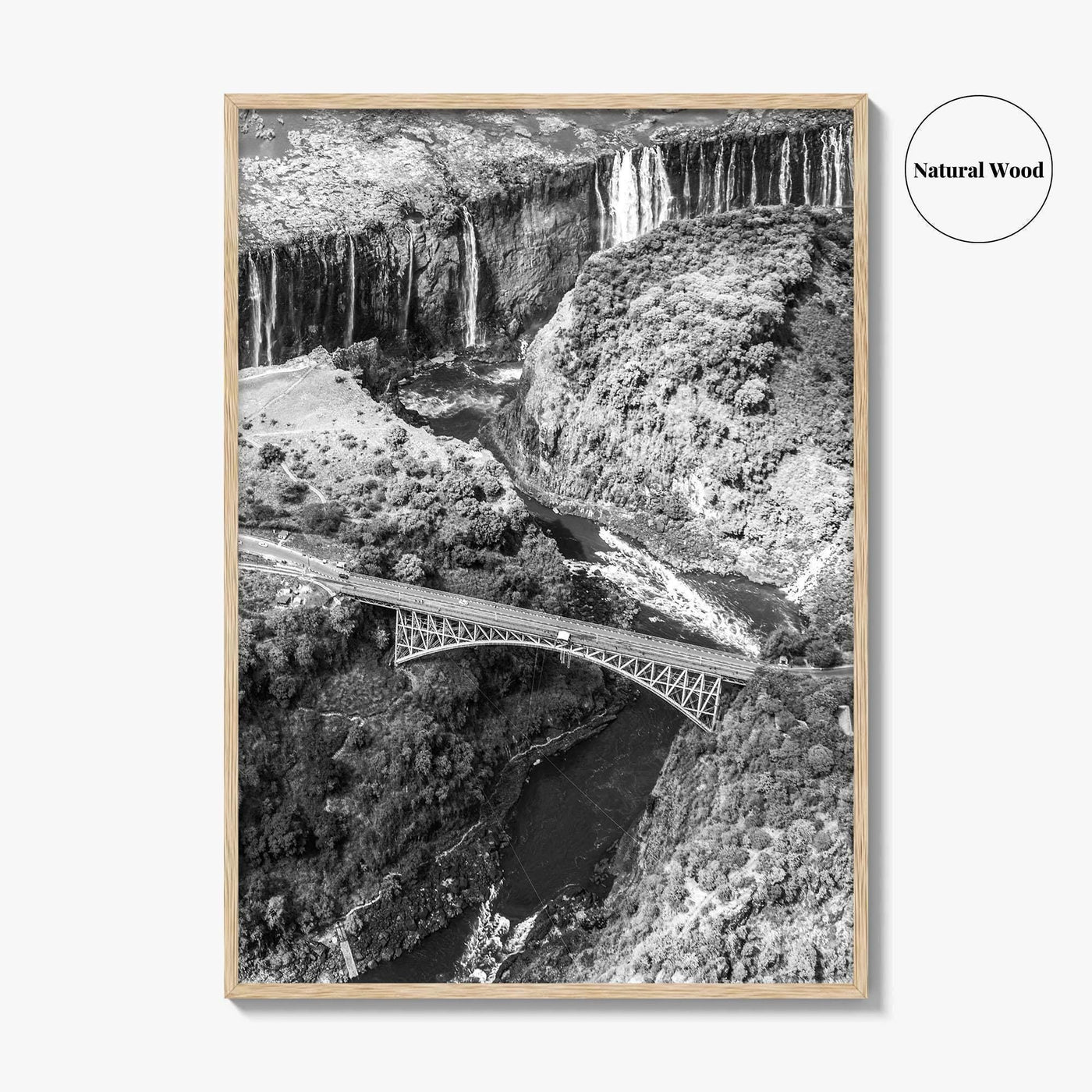 Zambia Black and White Fine Art Photo Print, Victoria Falls Bridge, Zambezi River Poster
