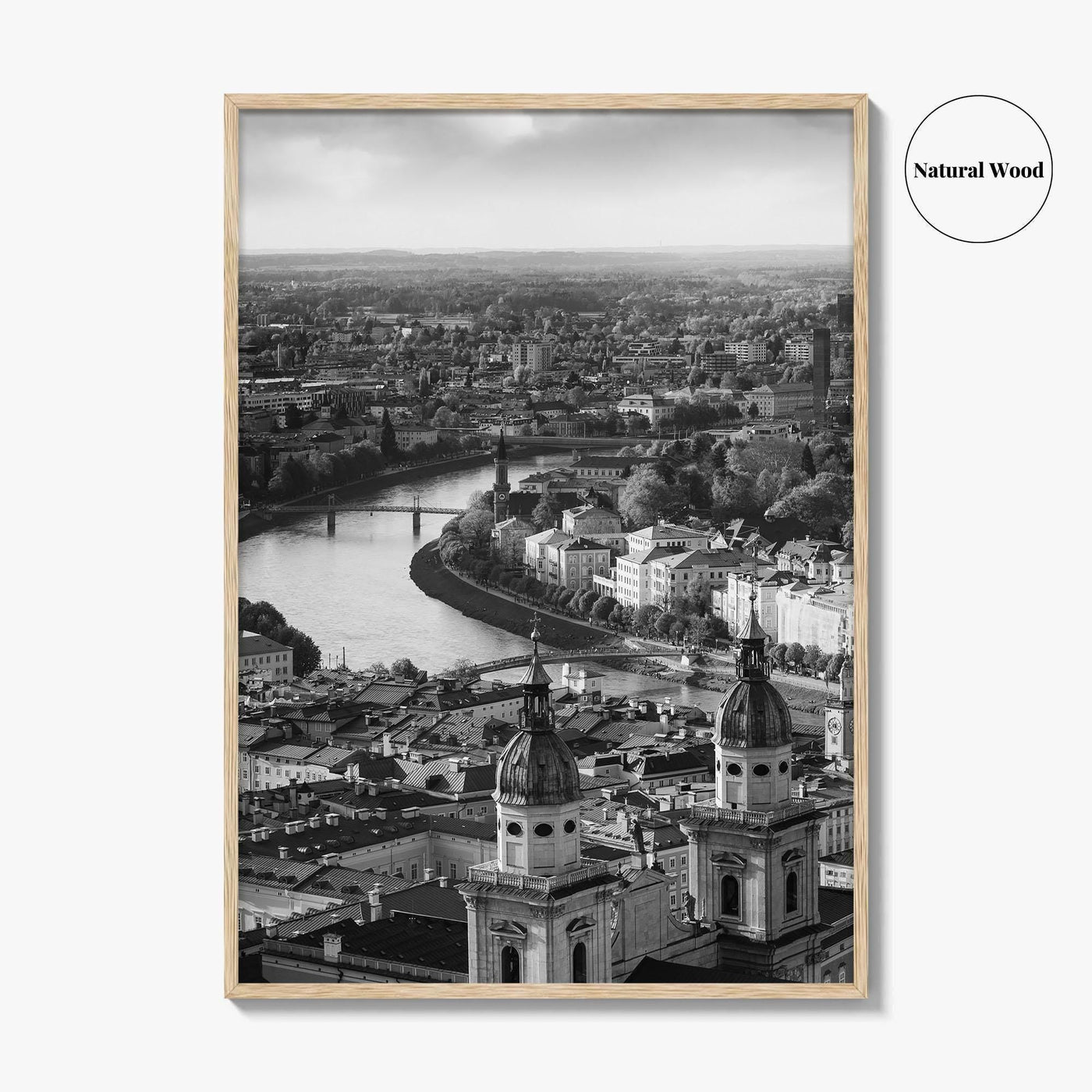 Salzburg Black and White Fine Art Photo Print, Salzach River Austria Poster, Salzburger Land