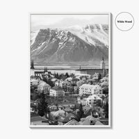 Reykjavik Skyline Black and White Fine Art Photo Print, Iceland Wall Poster, City