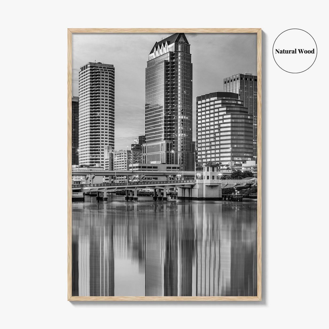 Tampa Skyline Black and White Fine Art Photo Print, Florida Downtown, USA Wall Poster