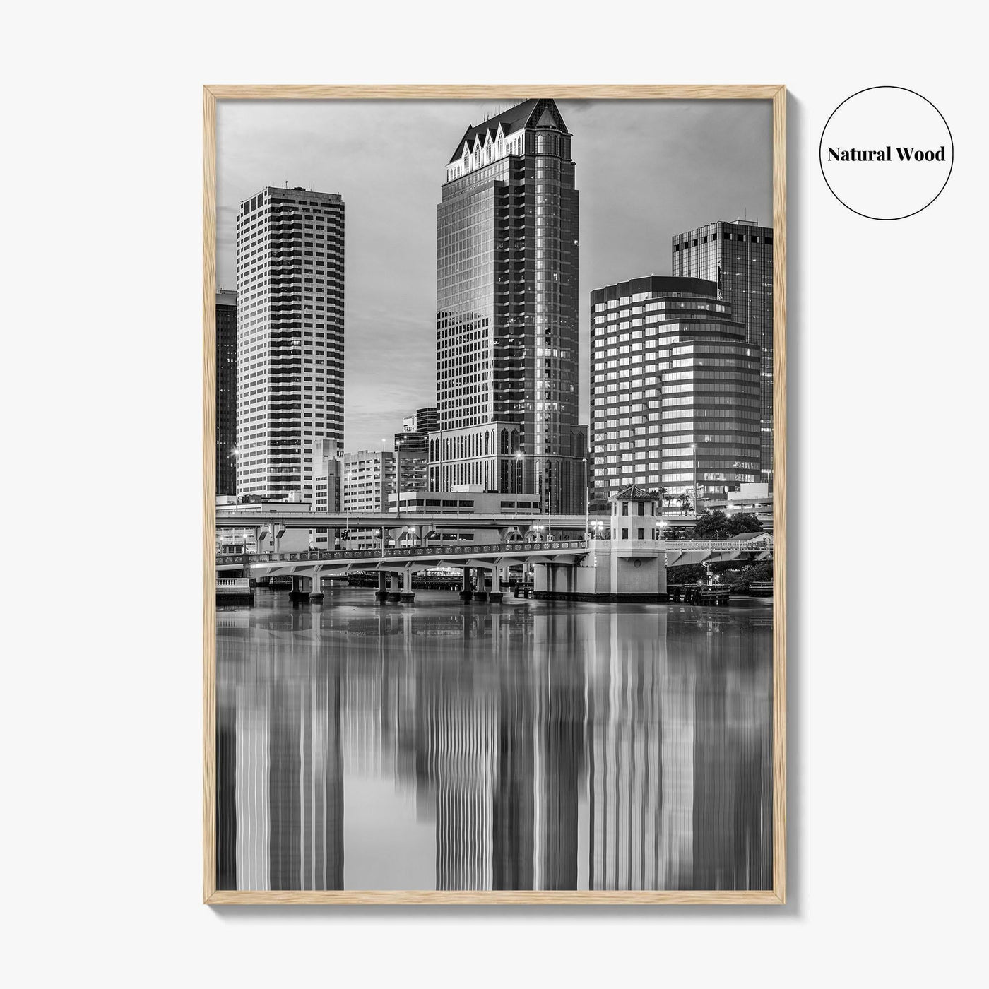 Tampa Skyline Black and White Fine Art Photo Print, Florida Downtown, USA Wall Poster