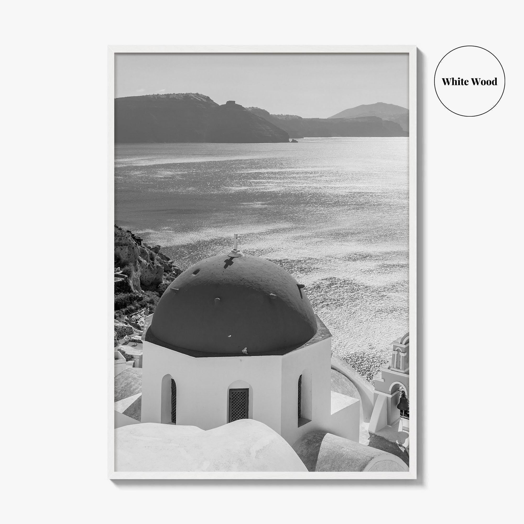 Santorini Greece Black and White Fine Art Photo Print, Cyclades Greek Islands Wall Poster