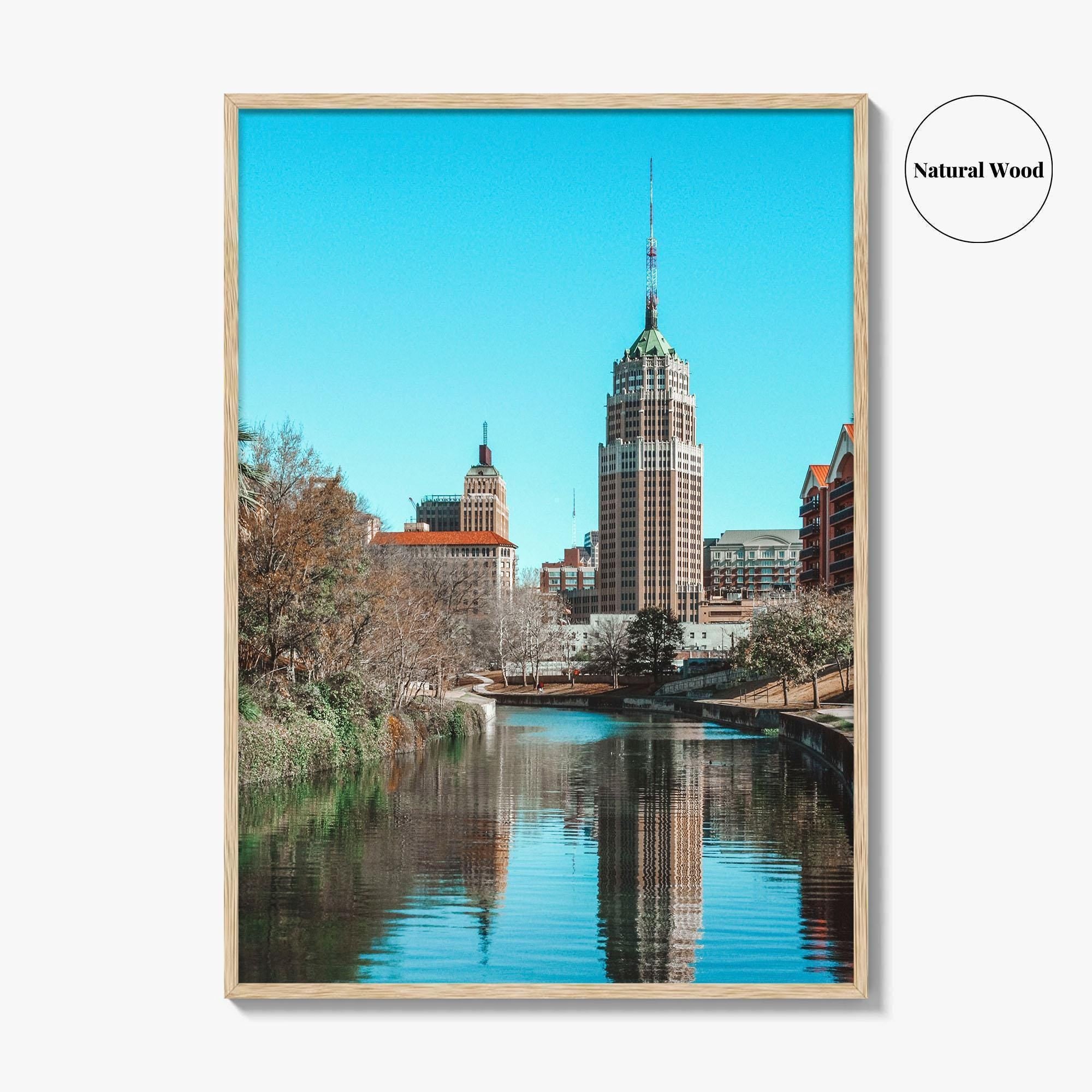 San Antonio Skyline Fine Art Photo Print, River Walk Reflection, Texas USA Wall Poster