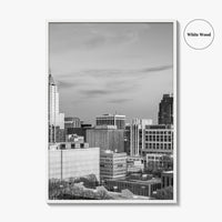Raleigh Skyline Black and White Fine Art Photo Print, North Carolina Downtown, USA Poster