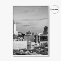 Raleigh Skyline Black and White Fine Art Photo Print, North Carolina Downtown, USA Poster