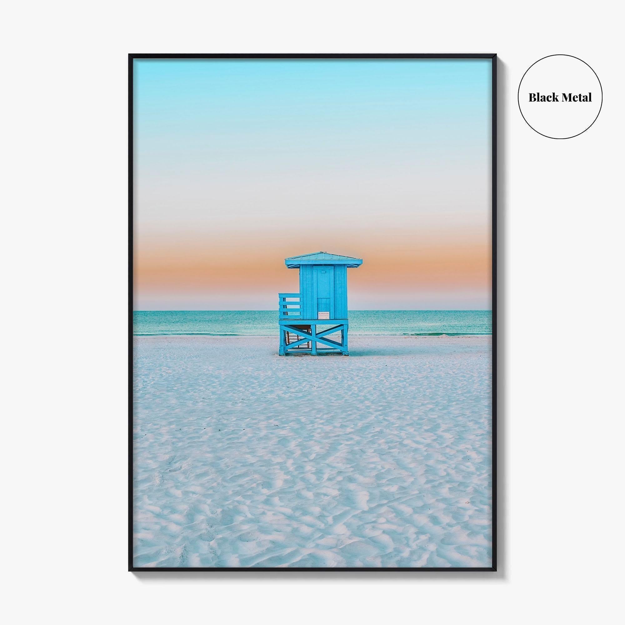 Siesta Key Fine Art Photo Print, Sarasota Florida USA Lifeguard Huts, Wall Decor Poster