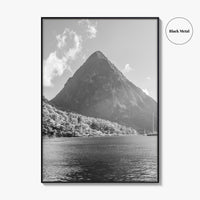 St Lucia Black and White Fine Art Photo Print, Gros Piton Poster