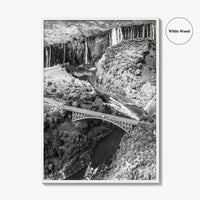 Zambia Black and White Fine Art Photo Print, Victoria Falls Bridge, Zambezi River Poster