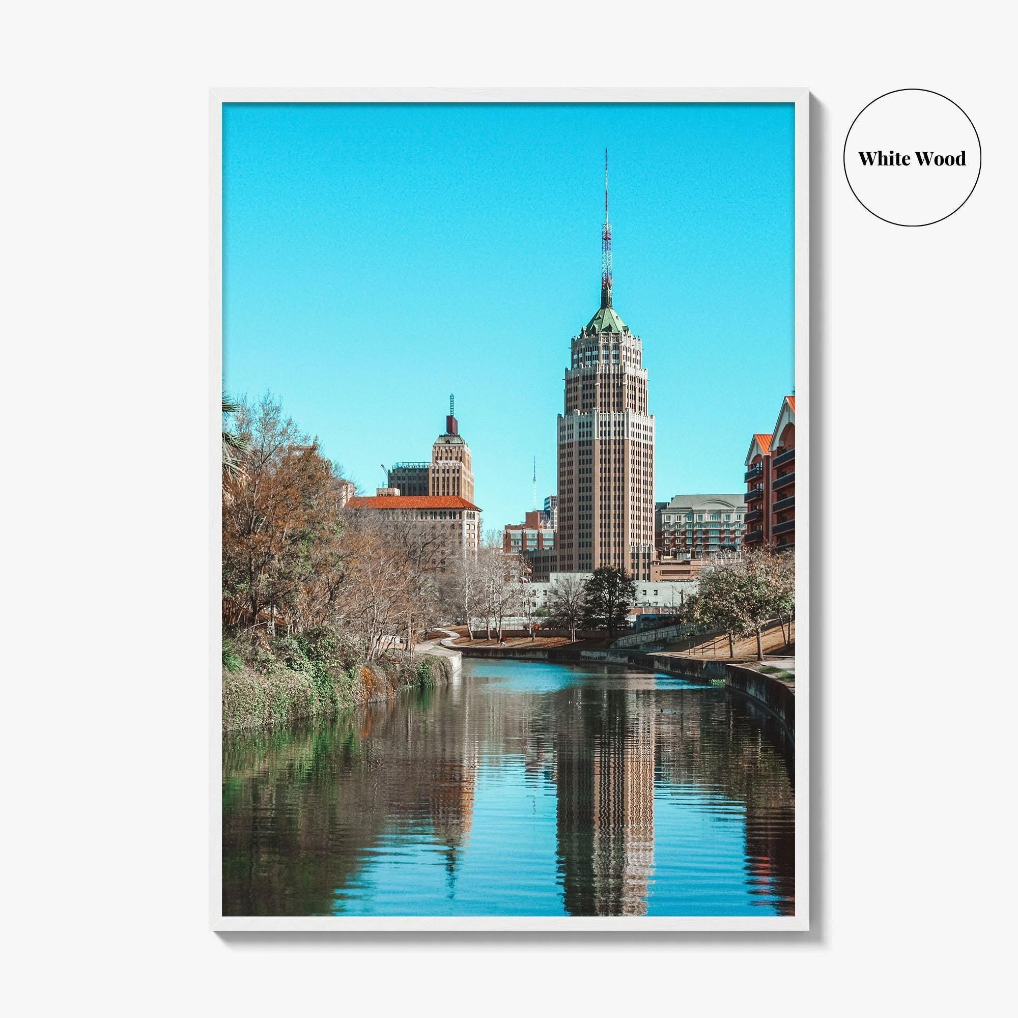 San Antonio Skyline Fine Art Photo Print, River Walk Reflection, Texas USA Wall Poster