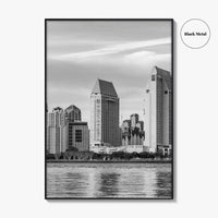 San Diego Skyline Black and White Fine Art Photo Print, Downtown Embarcadero California Poster