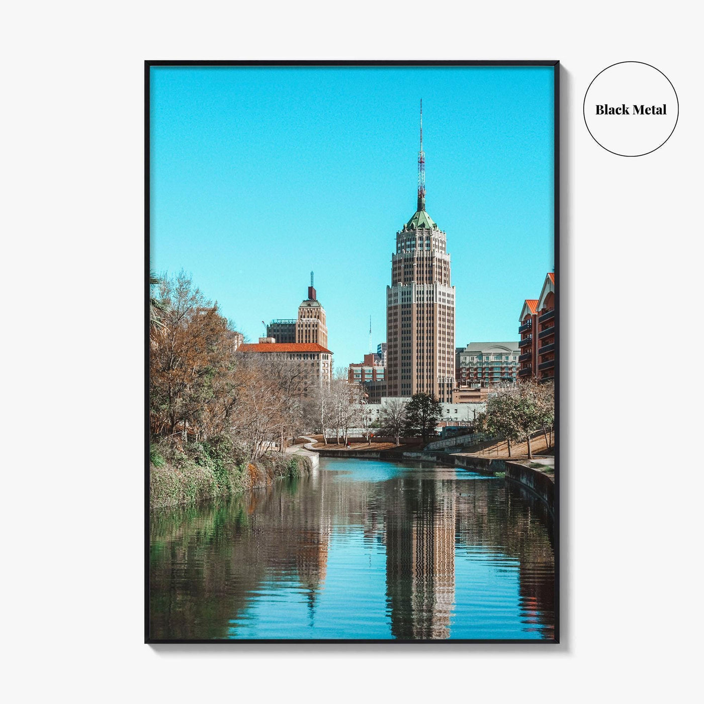 San Antonio Skyline Fine Art Photo Print, River Walk Reflection, Texas USA Wall Poster