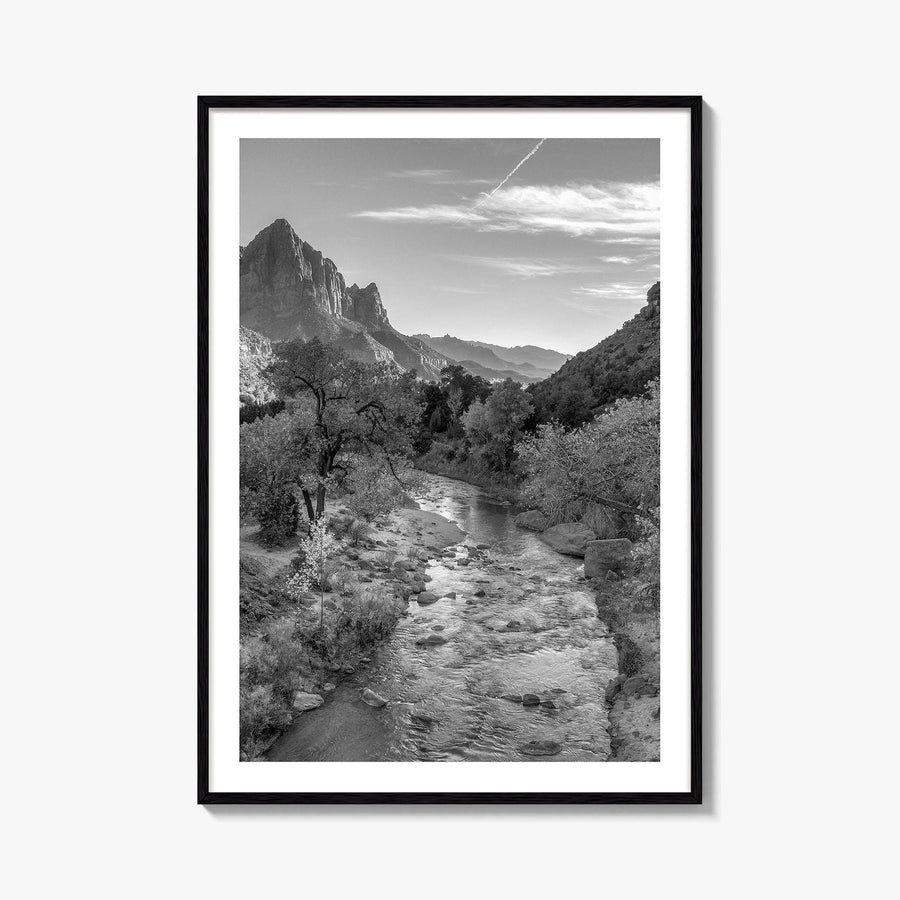 Zion National Park Black and White Fine Art Photo Print, Watchman, Utah USA Poster