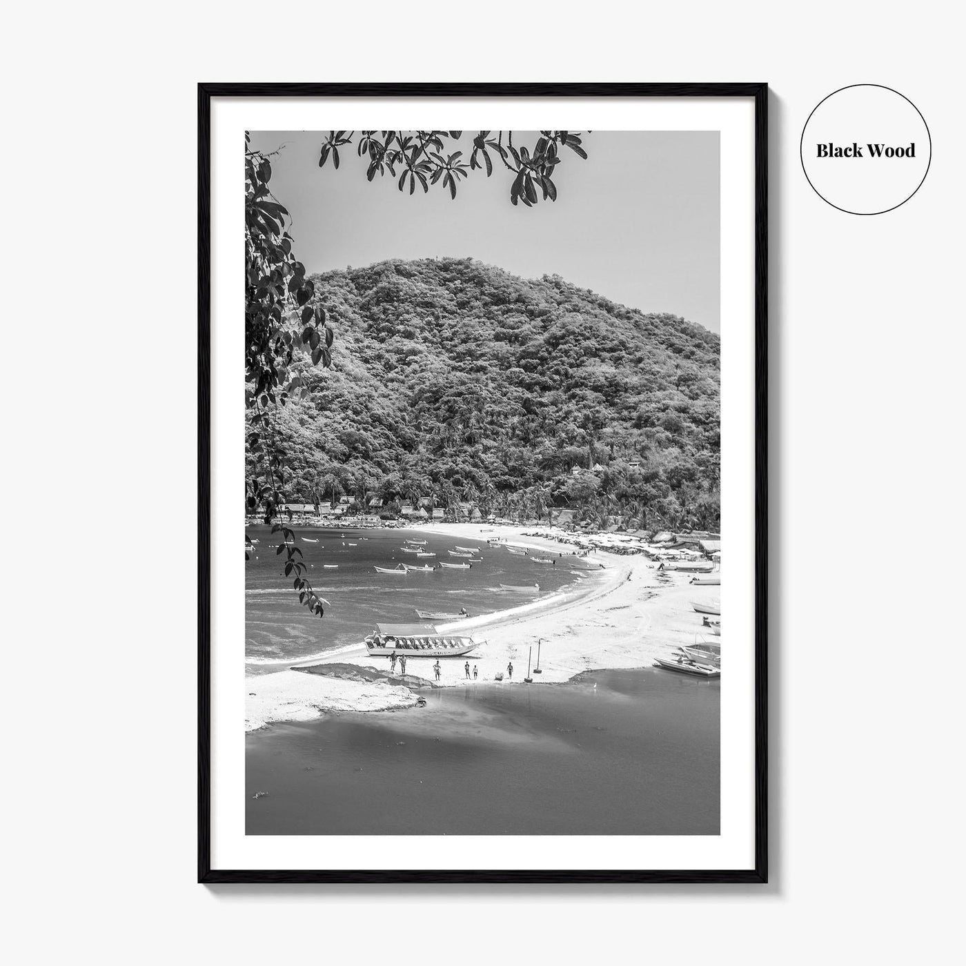 Yelapa Black and White Fine Art Photo Print, Riviera Nayarit, Mexico, Puerto Vallarta Poster