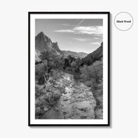 Zion National Park Black and White Fine Art Photo Print, Watchman, Utah USA Poster
