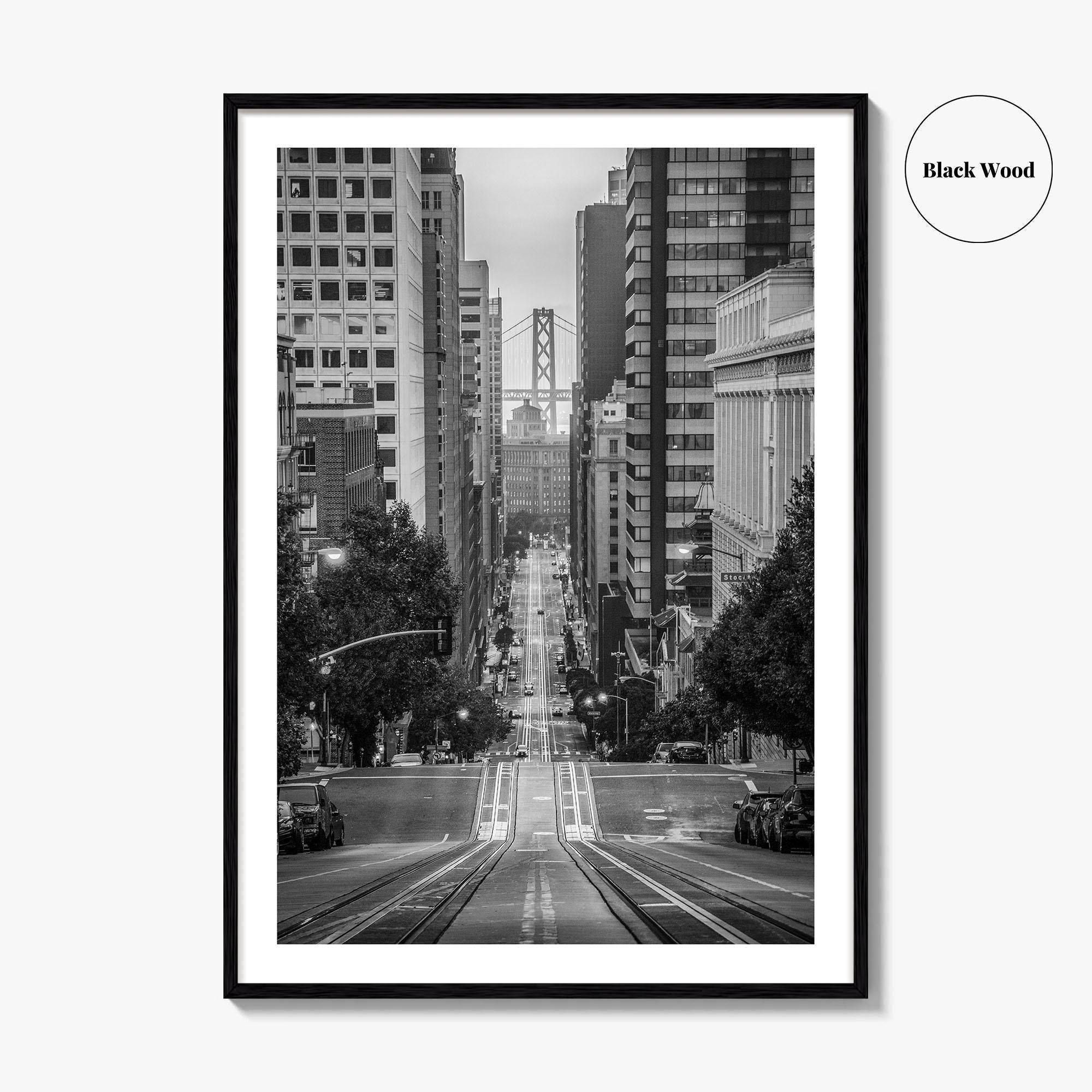 San Francisco Skyline Black and White Fine Art Photo Print, Bay Bridge, California Poster