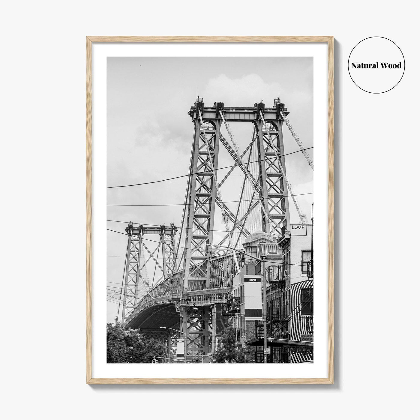 Williamsburg Bridge New York Black and White Fine Art Photo Print, Brooklyn NYC, Poster