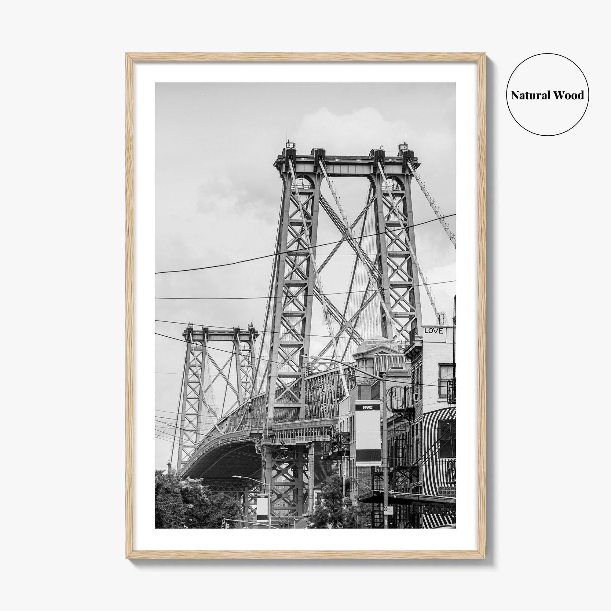 Williamsburg Bridge New York Black and White Fine Art Photo Print, Brooklyn NYC, Poster