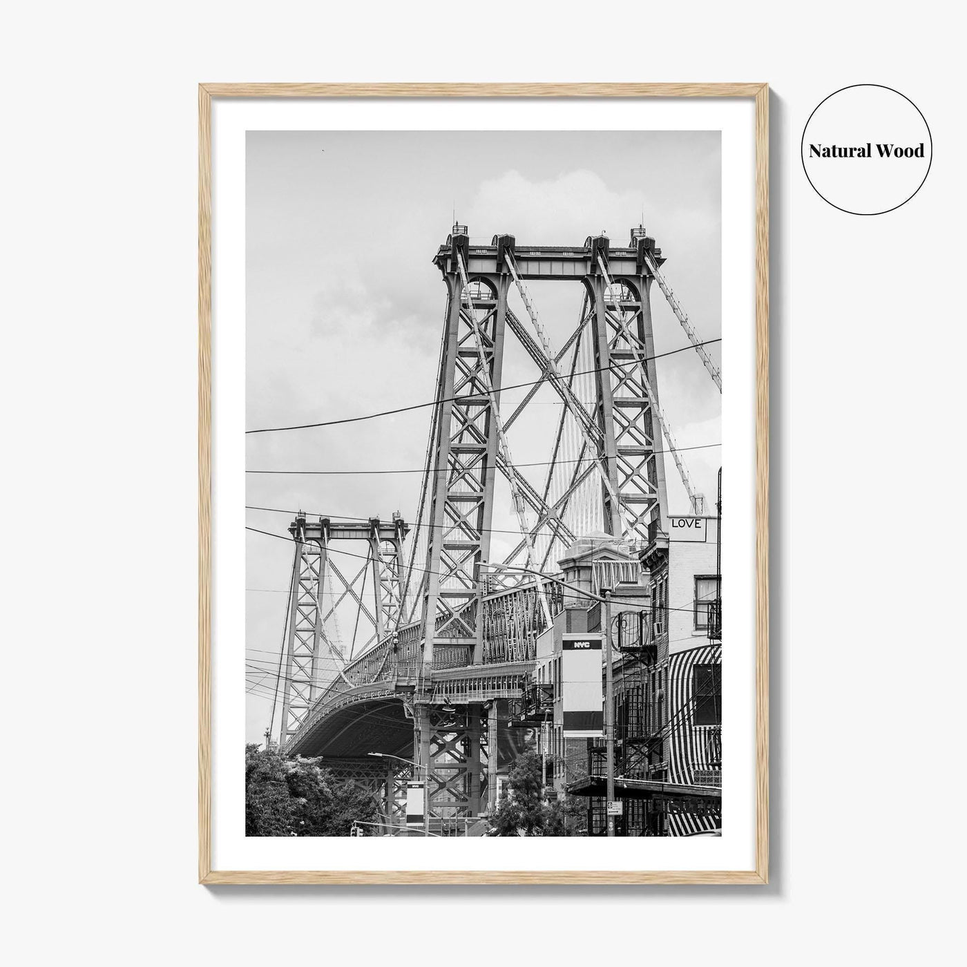 Williamsburg Bridge New York Black and White Fine Art Photo Print, Brooklyn NYC, Poster