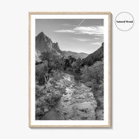 Zion National Park Black and White Fine Art Photo Print, Watchman, Utah USA Poster