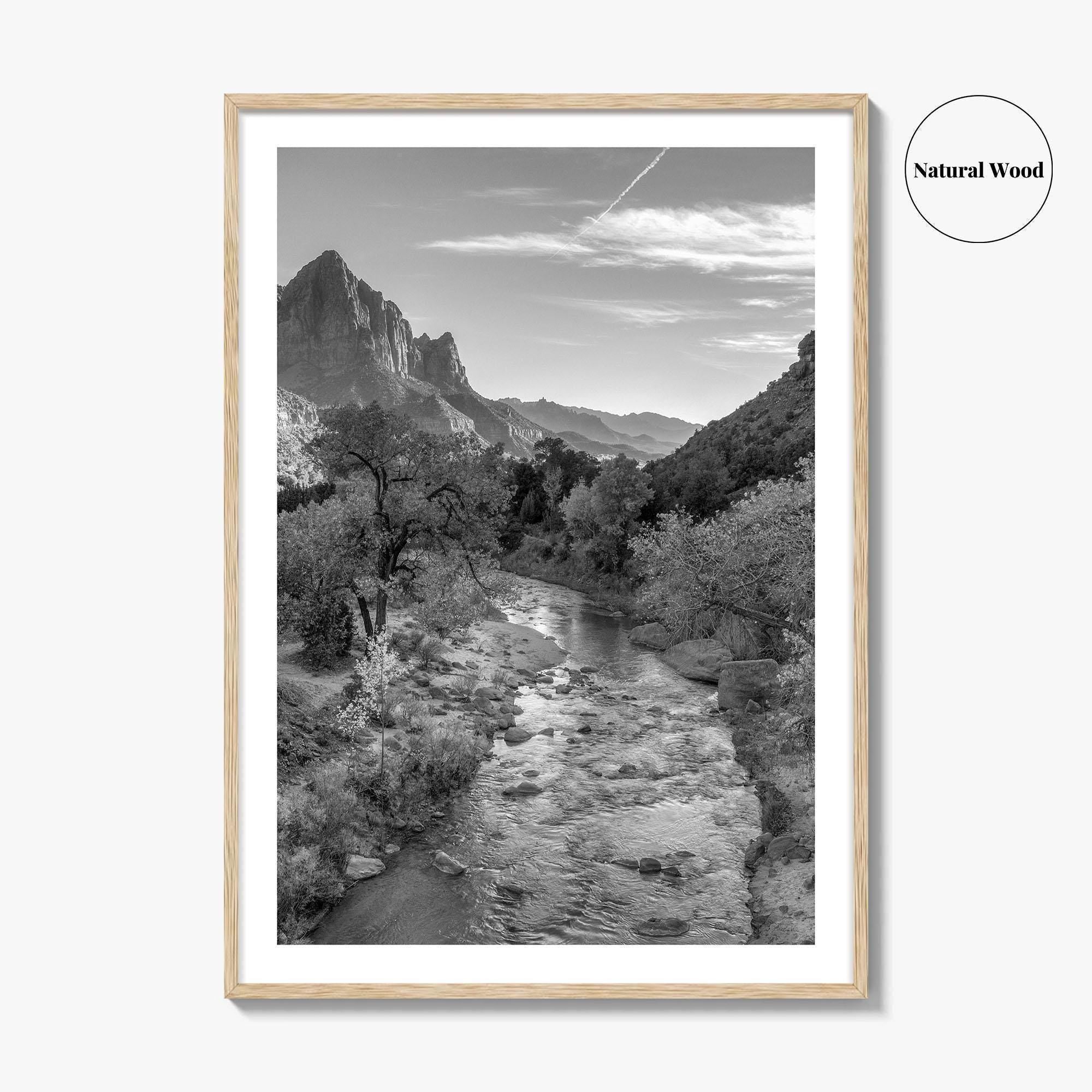 Zion National Park Black and White Fine Art Photo Print, Watchman, Utah USA Poster
