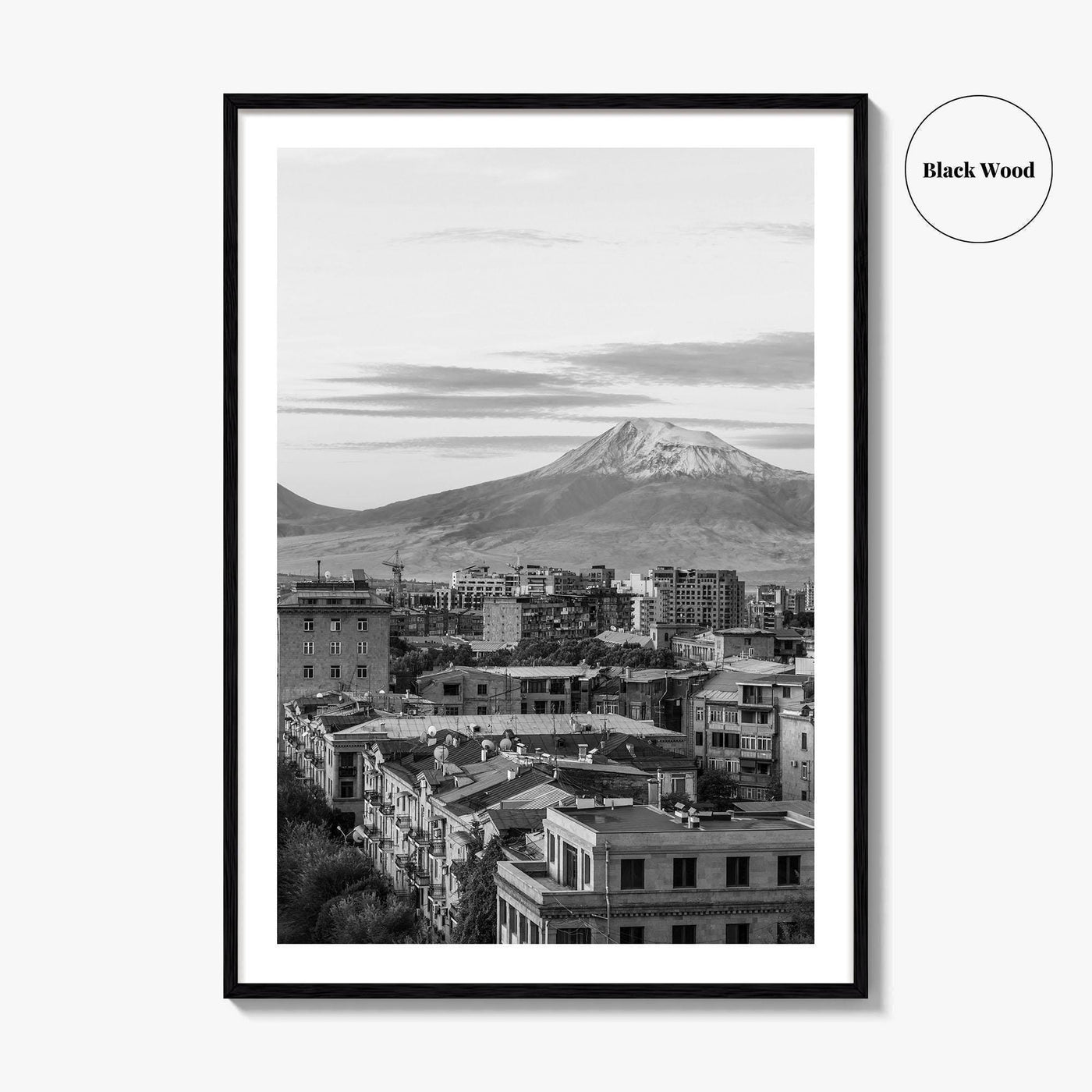 Yerevan Black and White Fine Art Photo Print, Armenia Wall Poster, Mount Ararat, Cascade