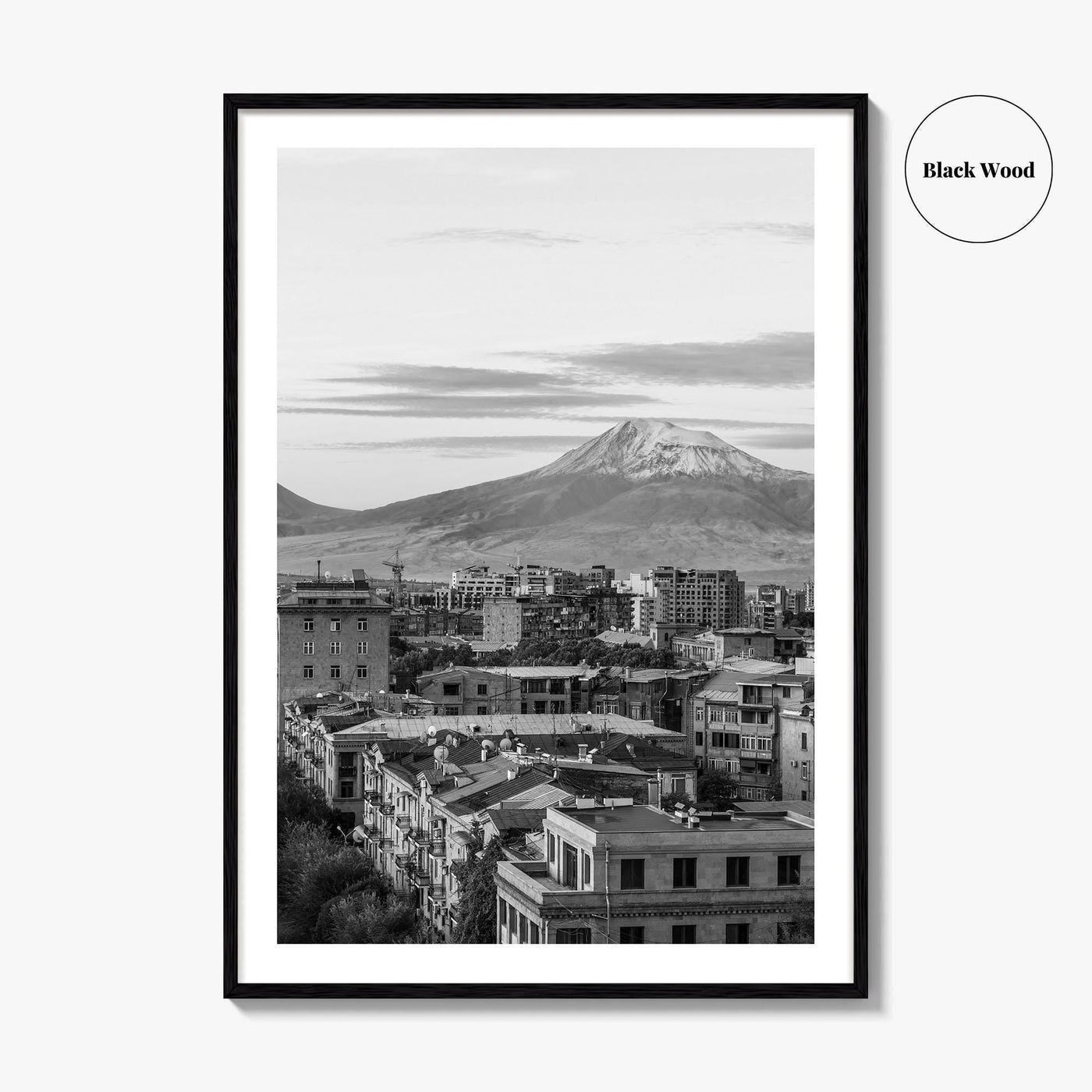 Yerevan Black and White Fine Art Photo Print, Armenia Wall Poster, Mount Ararat, Cascade
