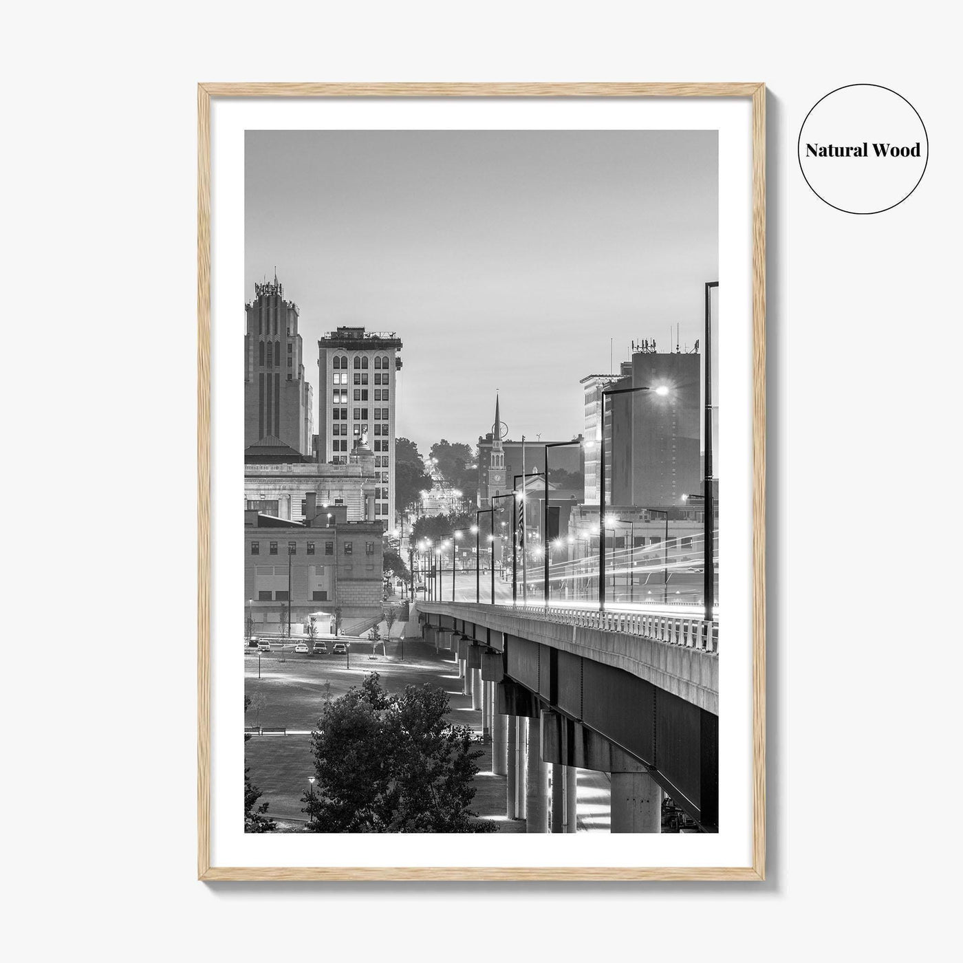 Youngstown Skyline Black and White Fine Art Photo Print, Downtown Ohio Poster