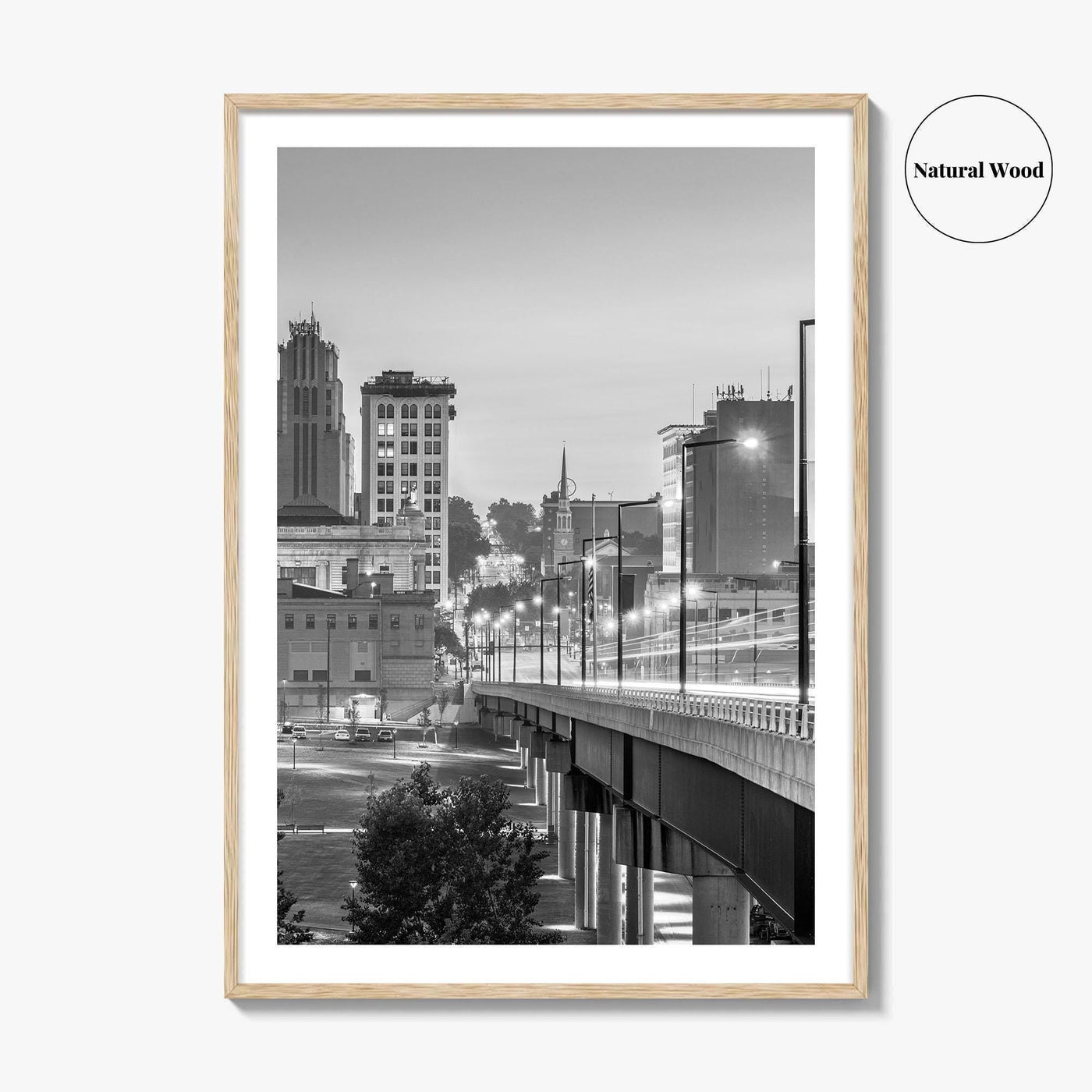 Youngstown Skyline Black and White Fine Art Photo Print, Downtown Ohio Poster