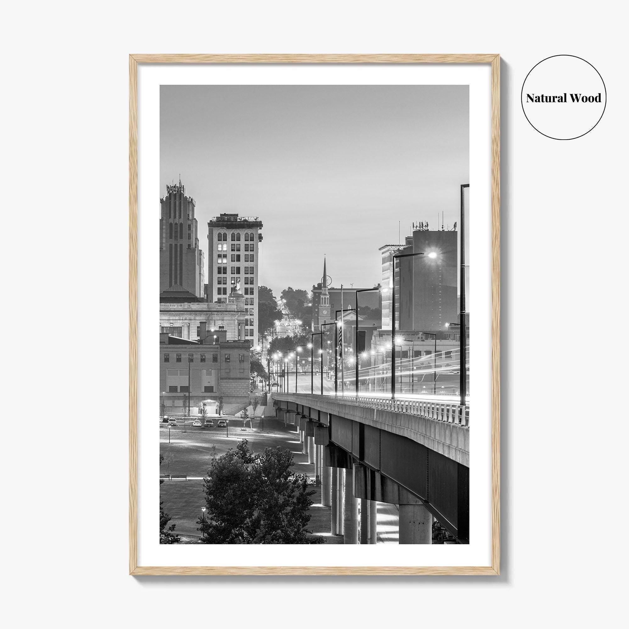 Youngstown Skyline Black and White Fine Art Photo Print, Downtown Ohio Poster