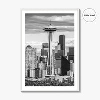 Seattle Skyline Black and White Fine Art Photo Print, Washington Poster