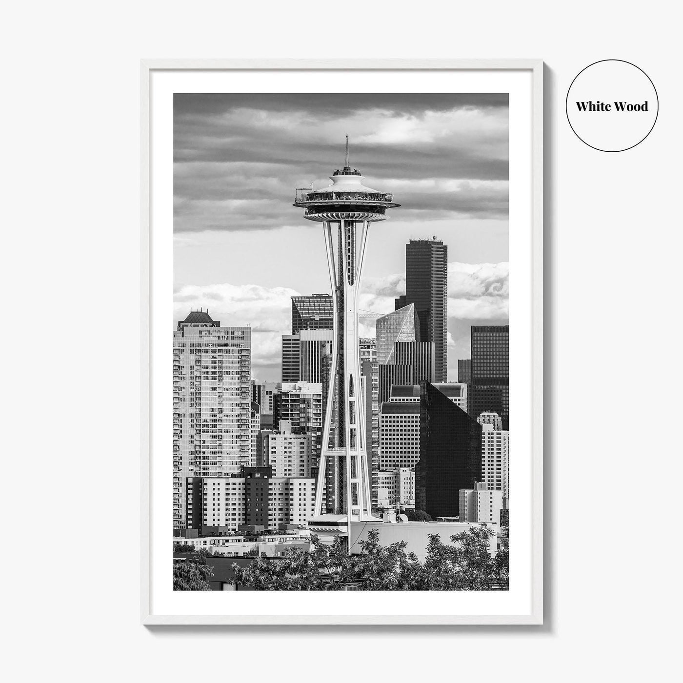 Seattle Skyline Black and White Fine Art Photo Print, Washington Poster