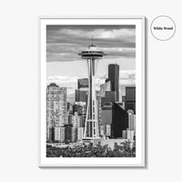 Seattle Skyline Black and White Fine Art Photo Print, Washington Poster
