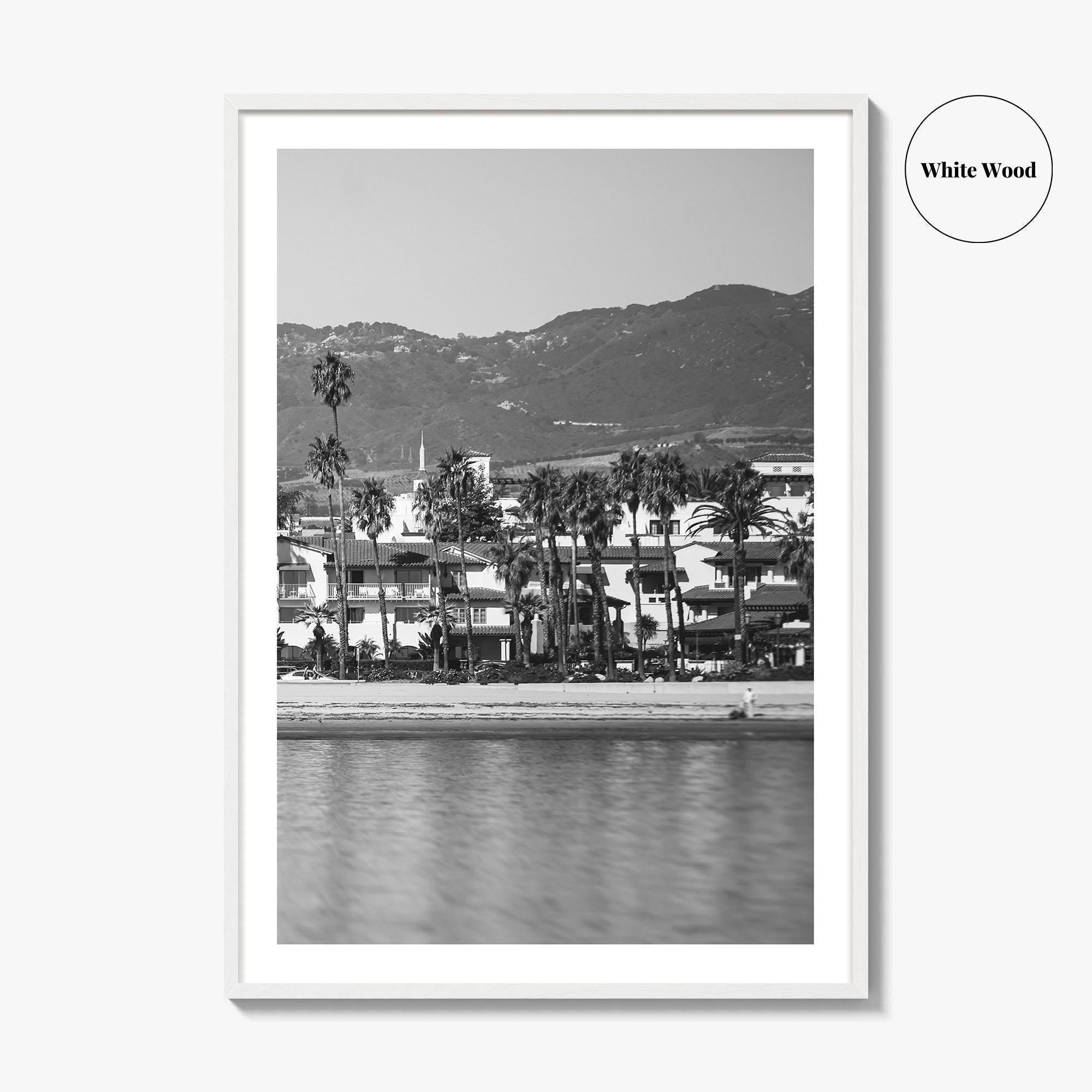 Santa Barbara Black and White Fine Art Photo Print, California Beach Marina Poster