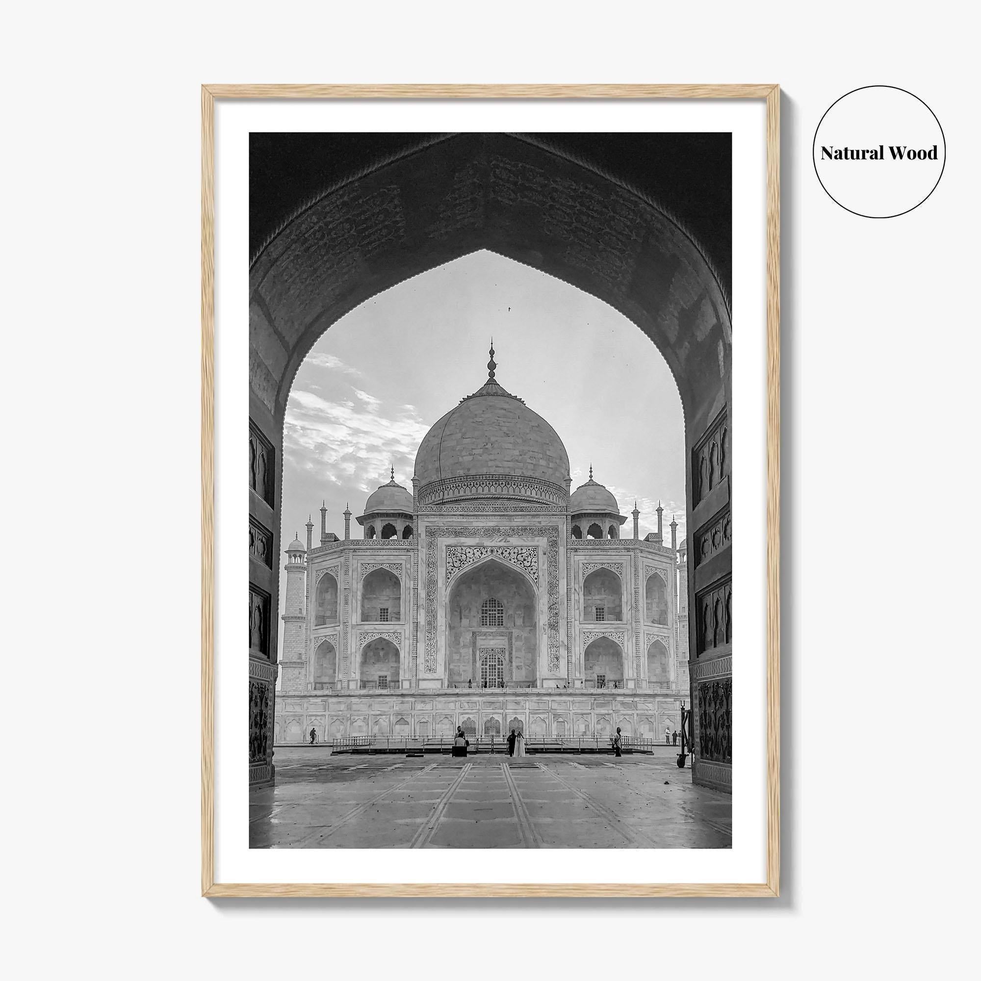 Taj Mahal Black and White Fine Art Photo Print, Agra India Poster