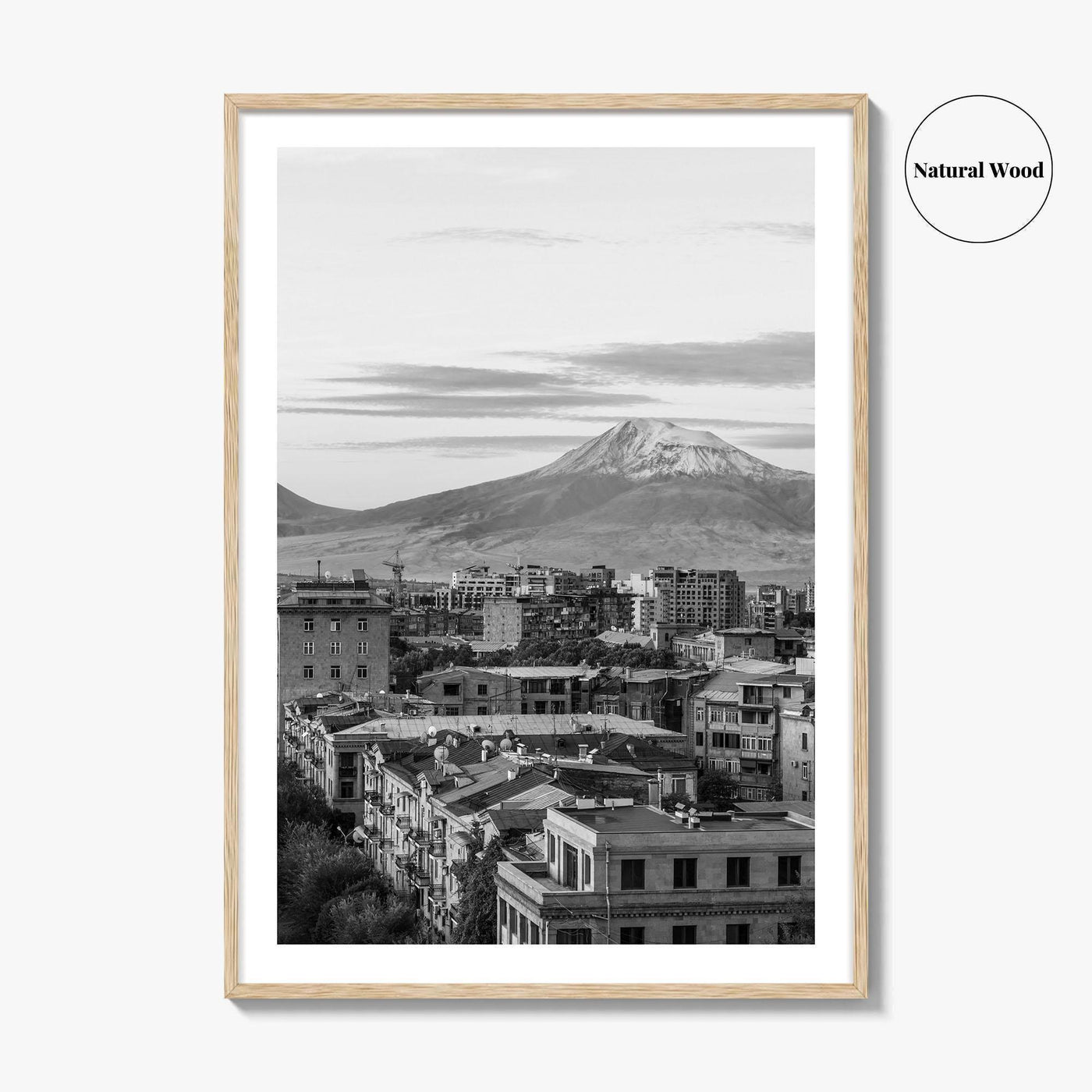 Yerevan Black and White Fine Art Photo Print, Armenia Wall Poster, Mount Ararat, Cascade