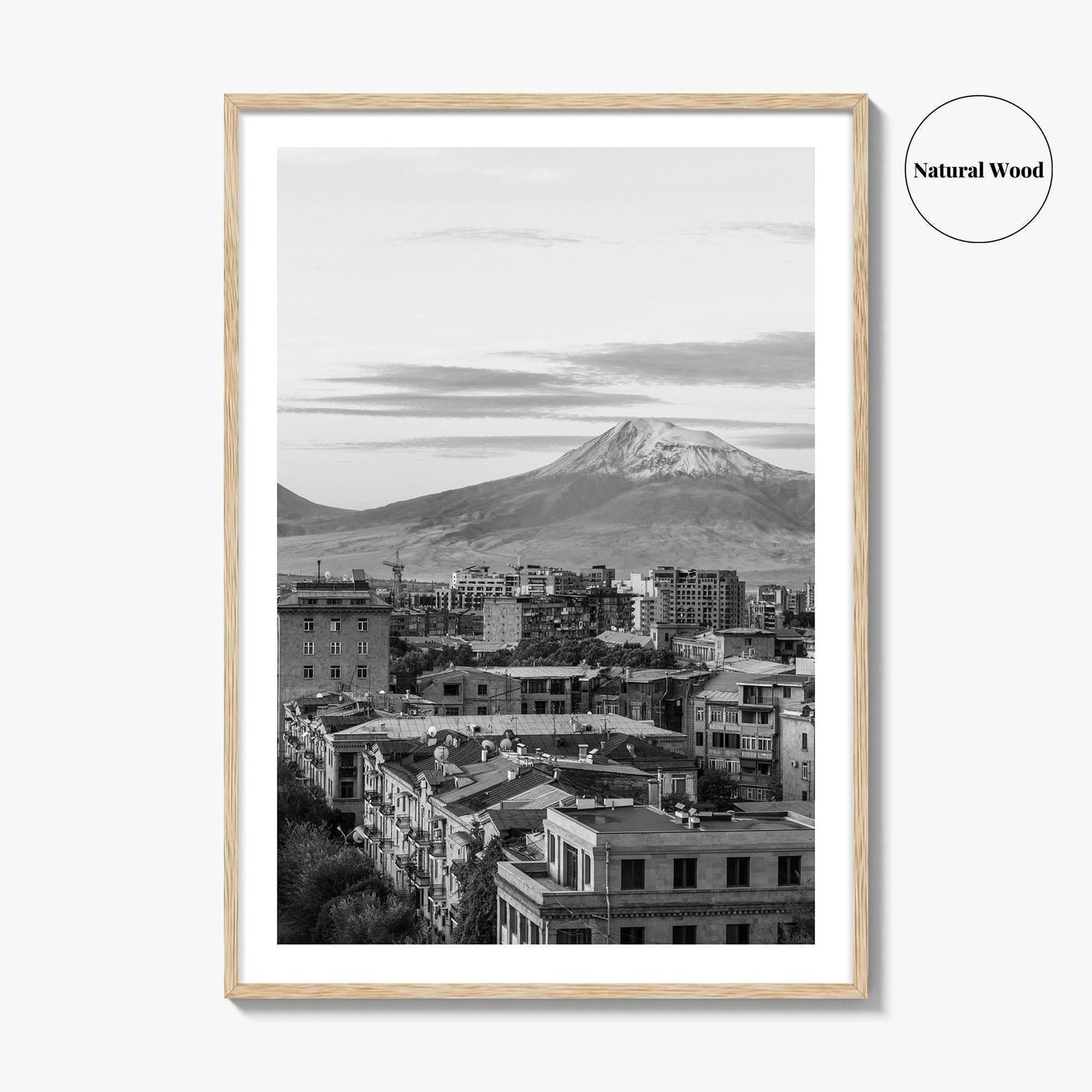 Yerevan Black and White Fine Art Photo Print, Armenia Wall Poster, Mount Ararat, Cascade