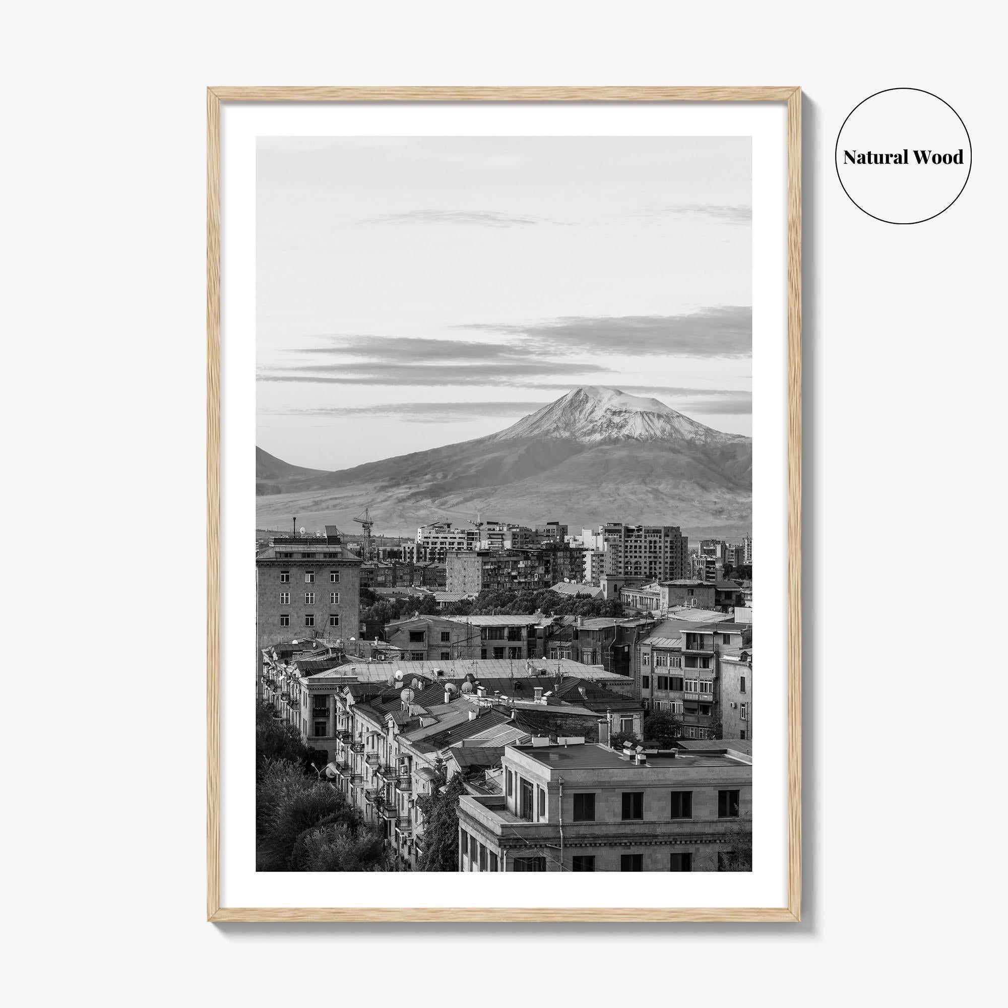 Yerevan Black and White Fine Art Photo Print, Armenia Wall Poster, Mount Ararat, Cascade