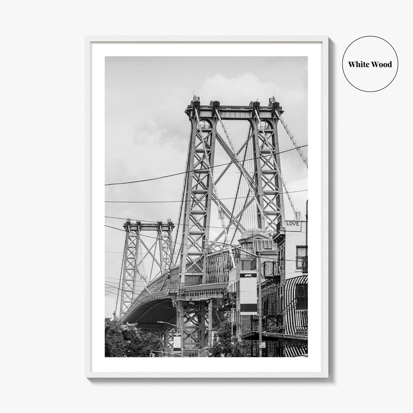 Williamsburg Bridge New York Black and White Fine Art Photo Print, Brooklyn NYC, Poster