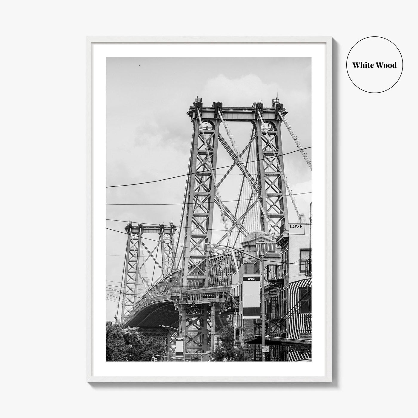 Williamsburg Bridge New York Black and White Fine Art Photo Print, Brooklyn NYC, Poster