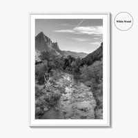 Zion National Park Black and White Fine Art Photo Print, Watchman, Utah USA Poster