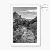 Zion National Park Black and White Fine Art Photo Print, Watchman, Utah USA Poster