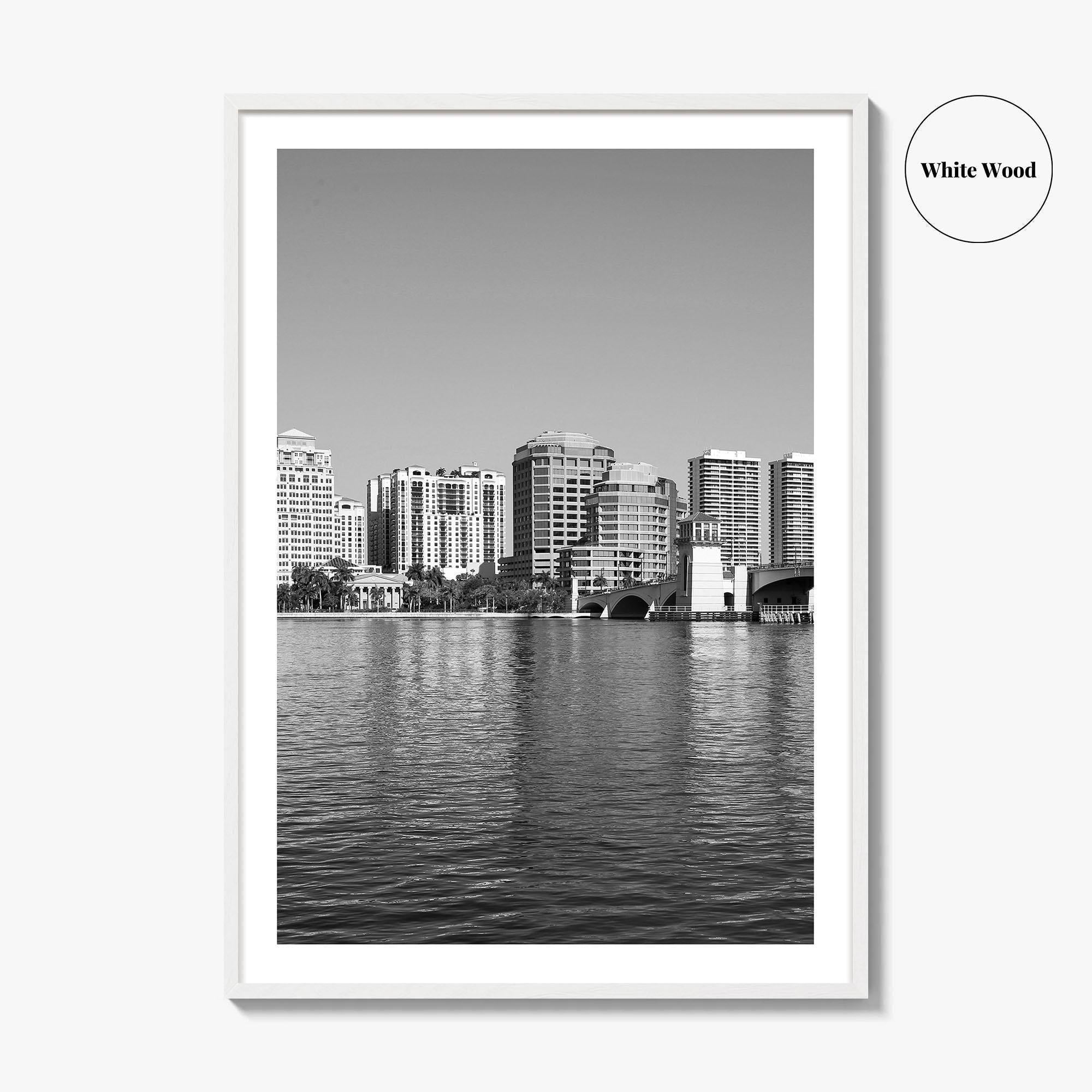 West Palm Beach Skyline Black and White Fine Art Photo Print, Florida Poster