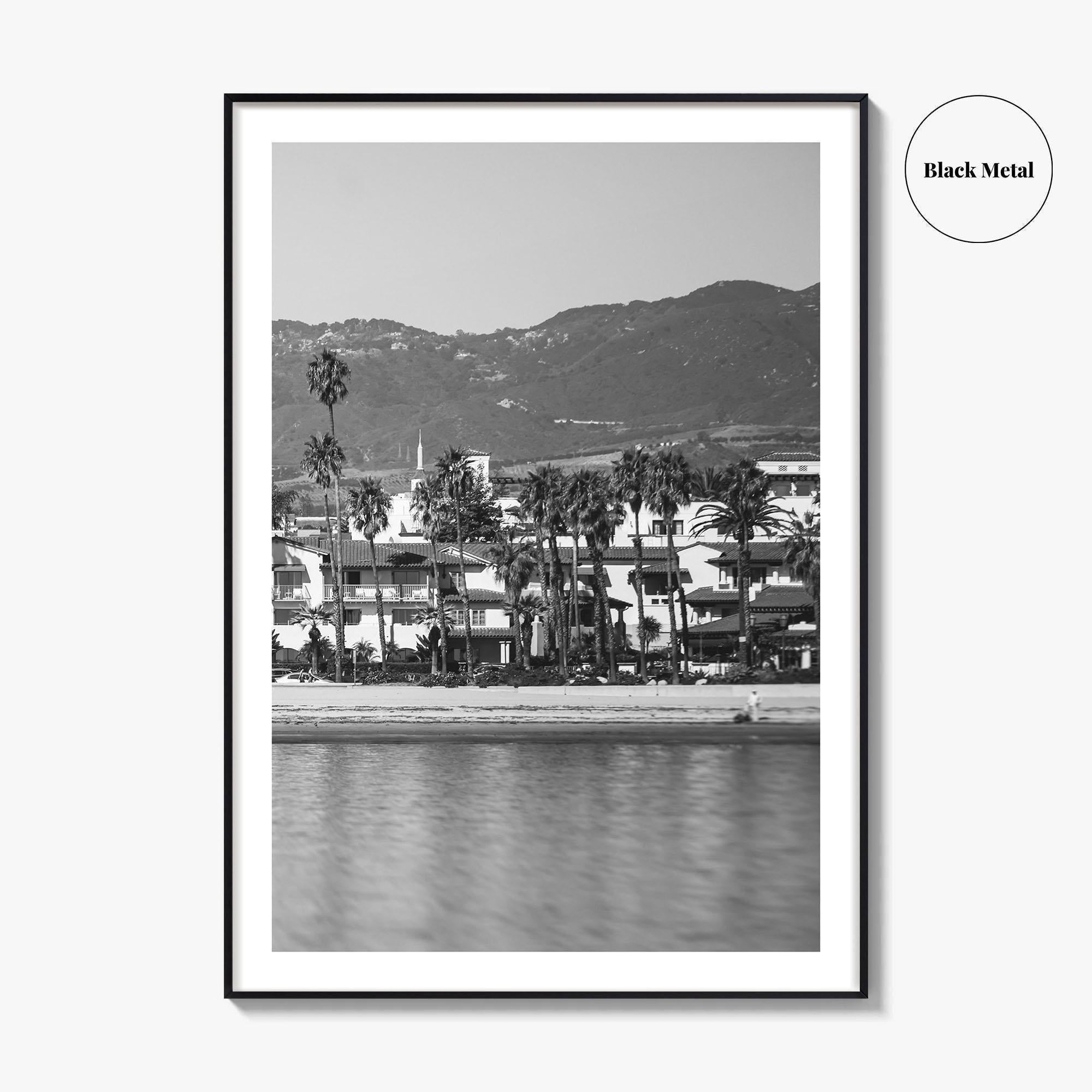 Santa Barbara Black and White Fine Art Photo Print, California Beach Marina Poster