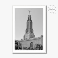 Redlands Black and White Fine Art Photo Print, Mormon Temple, California Poster, San Bernardino