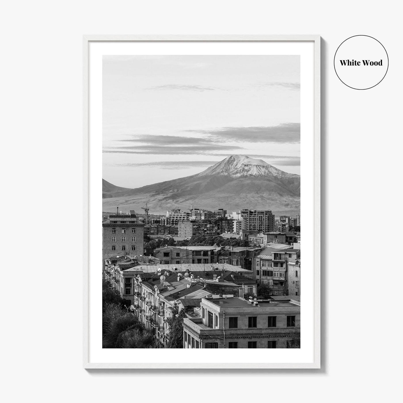 Yerevan Black and White Fine Art Photo Print, Armenia Wall Poster, Mount Ararat, Cascade