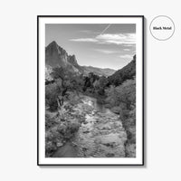 Zion National Park Black and White Fine Art Photo Print, Watchman, Utah USA Poster