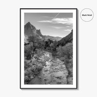 Zion National Park Black and White Fine Art Photo Print, Watchman, Utah USA Poster