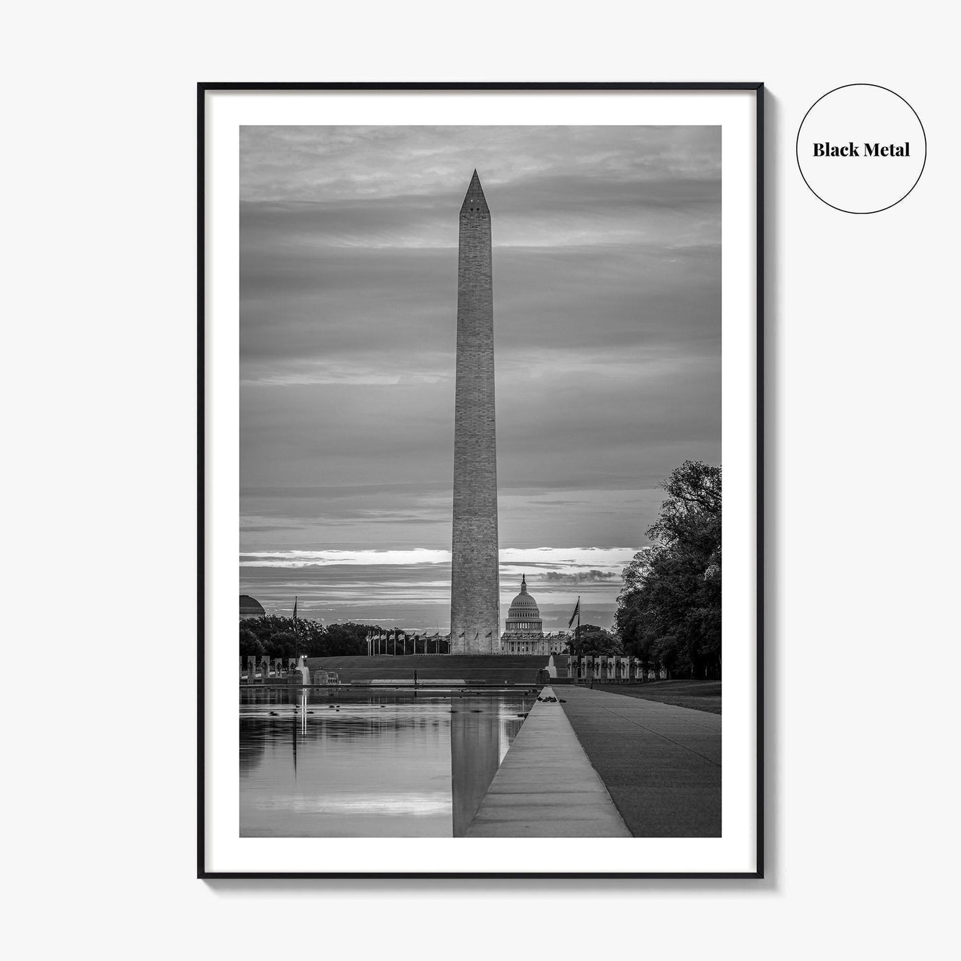 Washington DC Black and White Fine Art Photo Print, US Capitol National Mall Poster