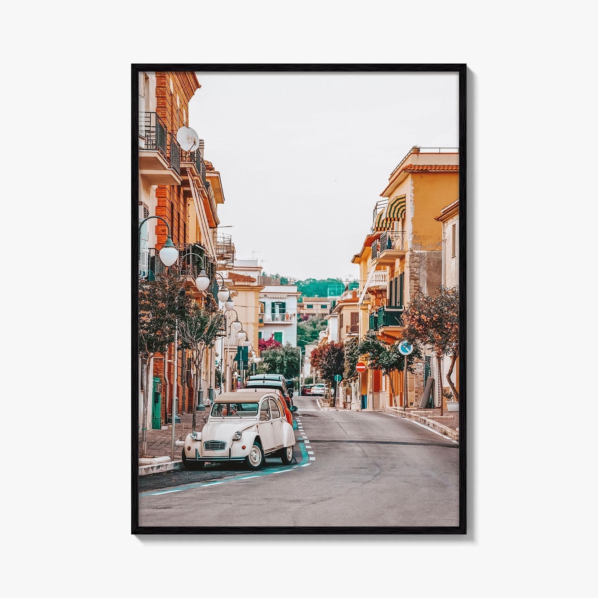 Scauri Italy Fine Art Photo Print, Italian Street, Vintage Car, Minturno Lazio Wall Poster