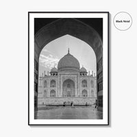 Taj Mahal Black and White Fine Art Photo Print, Agra India Poster